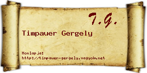 Timpauer Gergely névjegykártya